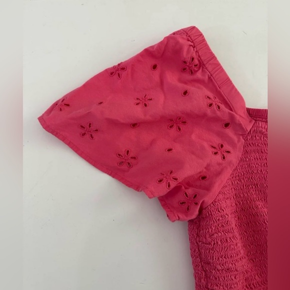 Beachlunchlounge Smocked Midi Dress Barbie Pumps Color Short Eyelet Sleeves XL - Picture 10 of 10